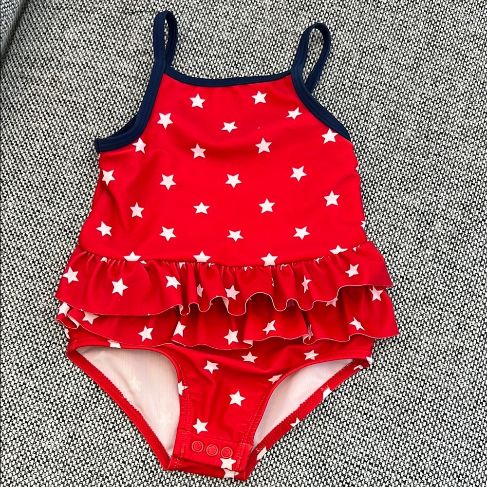 Carter’s Red Star-Patterned Ruffled Swimsuit 18M